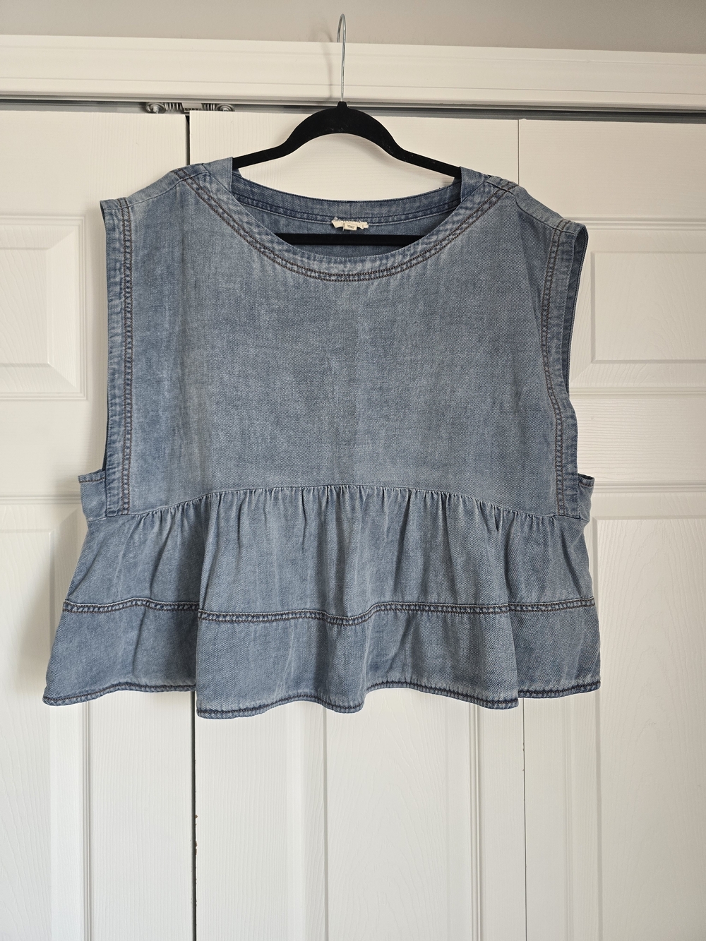 Pilcro Light Blue Denim Peplum Tank